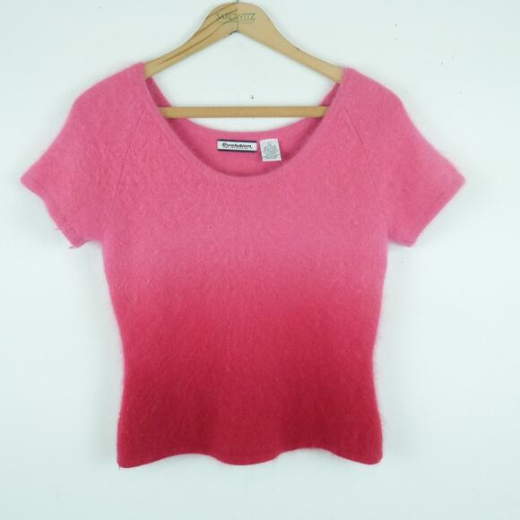 Vintage Y2K Large Sweater Pink Angora Fuzzy Fluffy Secretary Pinup Rave Girlie - Picture 1 of 8
